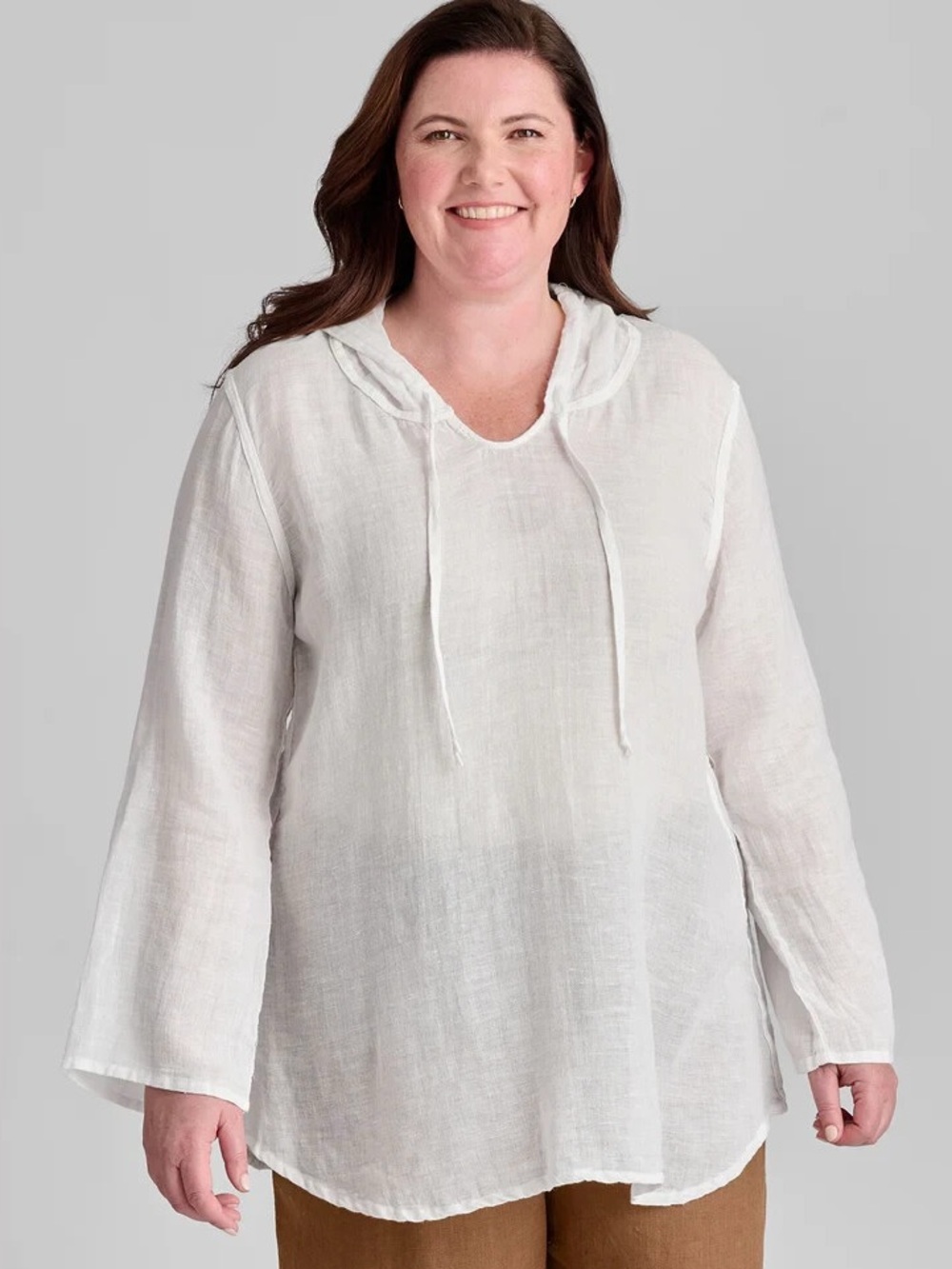 FLAX White 100% Linen Hooded Pullover Top - M "I Am Legendary"